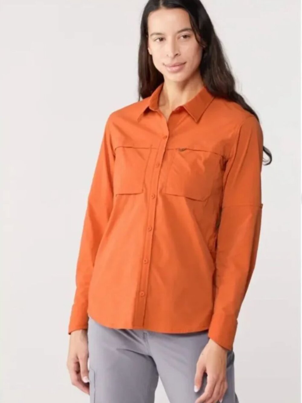 REI Co-op Rust Orange Button-Up Hiking Sun Shirt – Outdoor Adventure Top Small